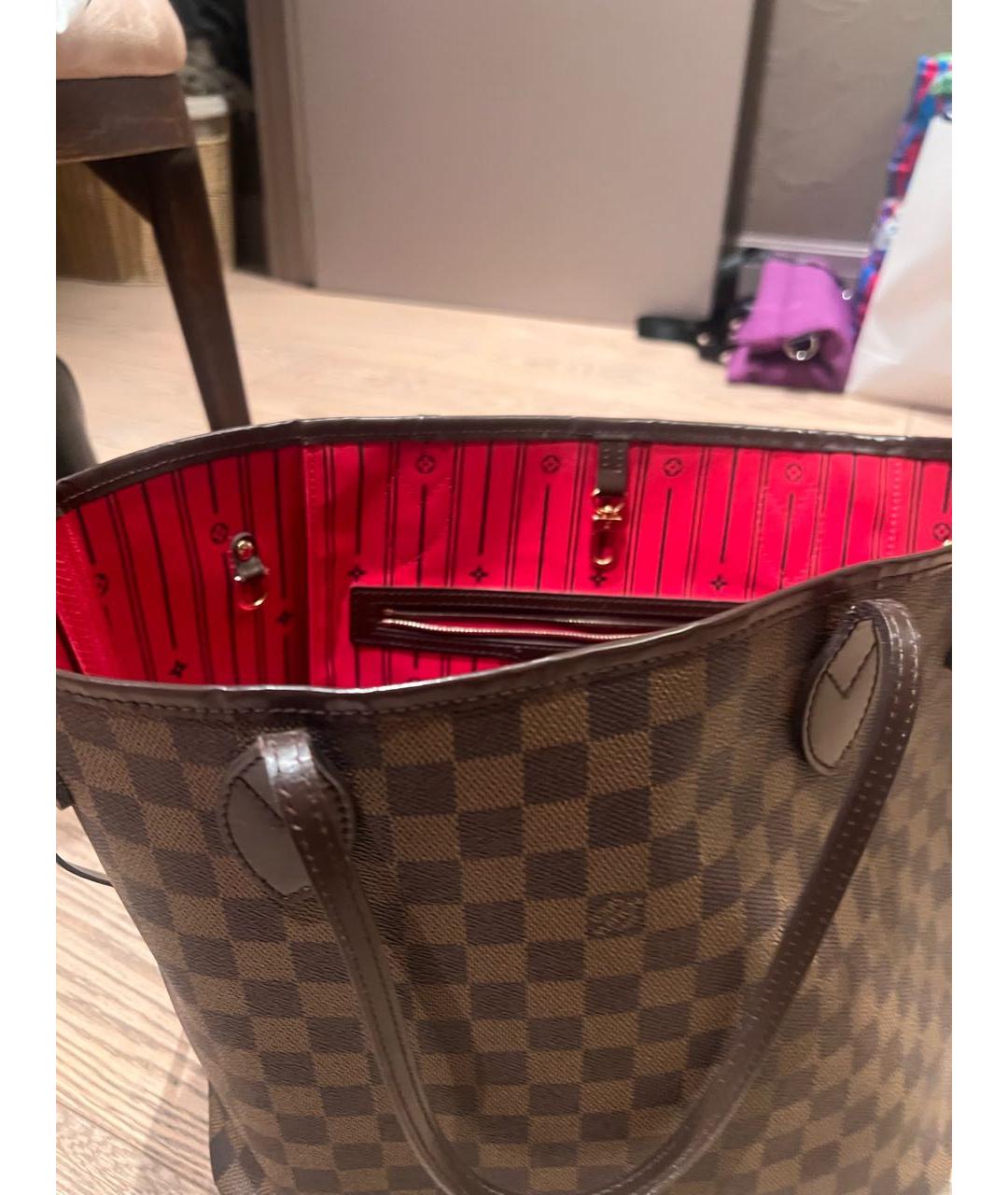 LOUIS VUITTON Коричневая кожаная сумка тоут, фото 7