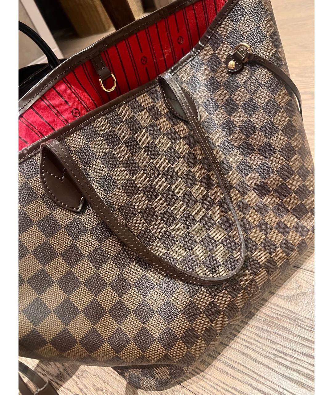 LOUIS VUITTON Коричневая кожаная сумка тоут, фото 6