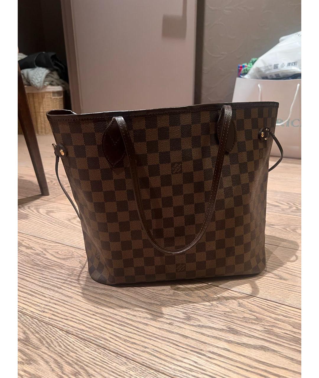 LOUIS VUITTON Коричневая кожаная сумка тоут, фото 9