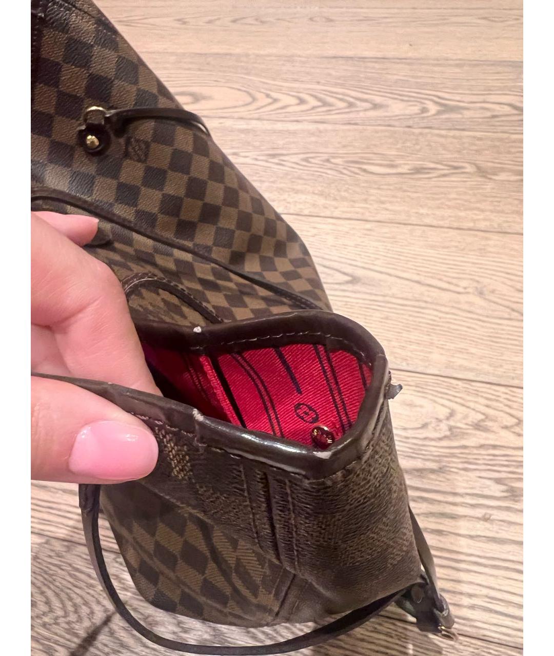 LOUIS VUITTON Коричневая кожаная сумка тоут, фото 8
