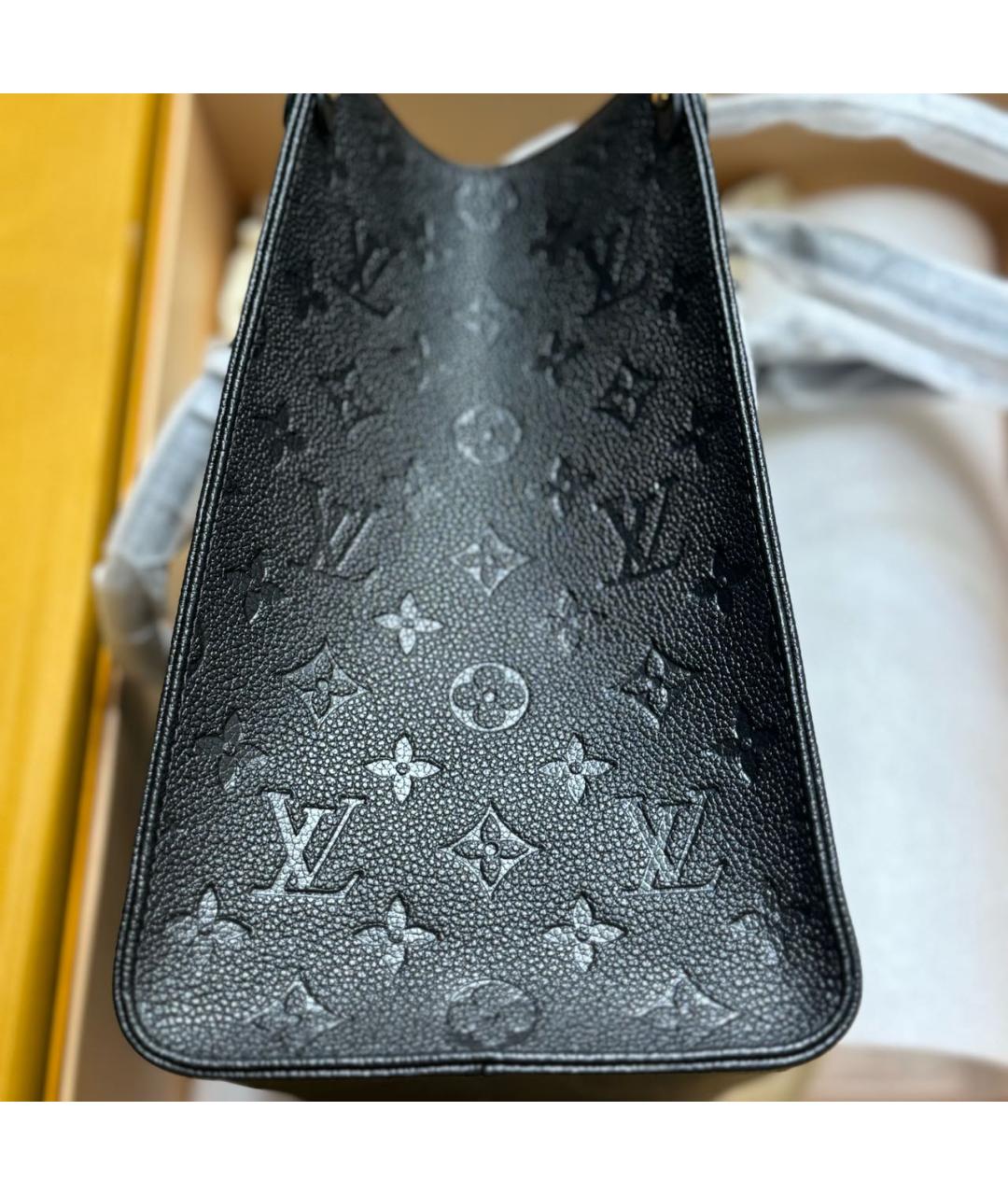 LOUIS VUITTON Черная кожаная сумка тоут, фото 7