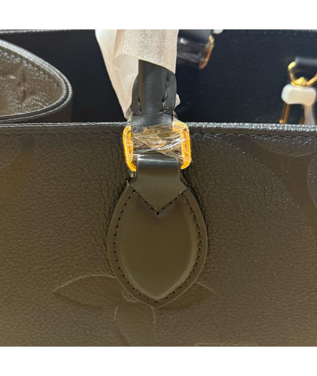 LOUIS VUITTON Черная кожаная сумка тоут, фото 6