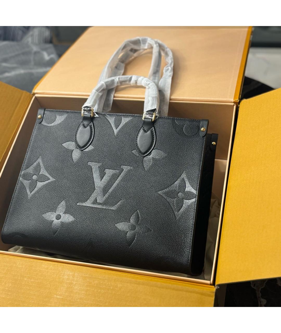 LOUIS VUITTON Черная кожаная сумка тоут, фото 2