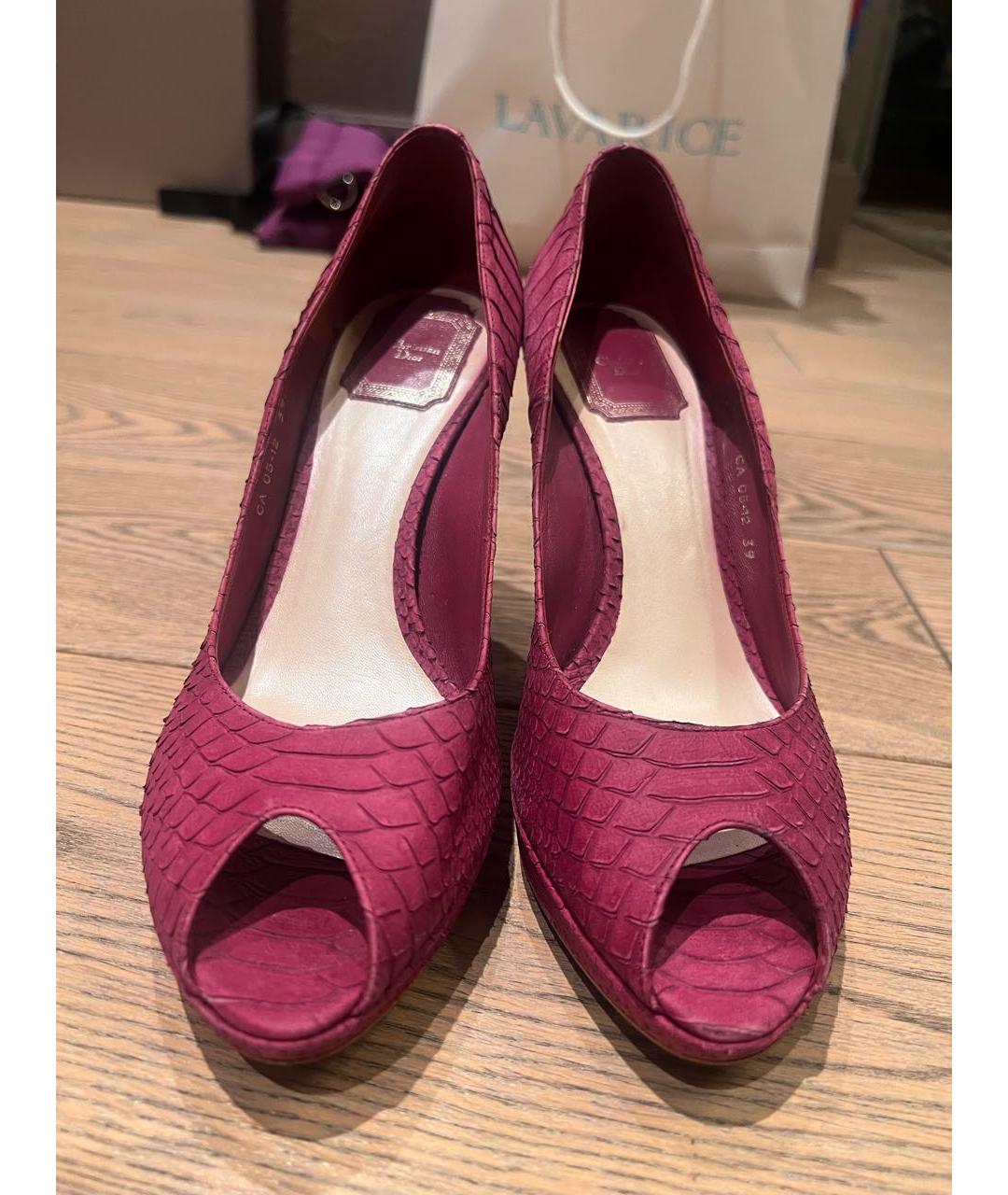 CHRISTIAN DIOR Фуксия кожаные туфли, фото 2