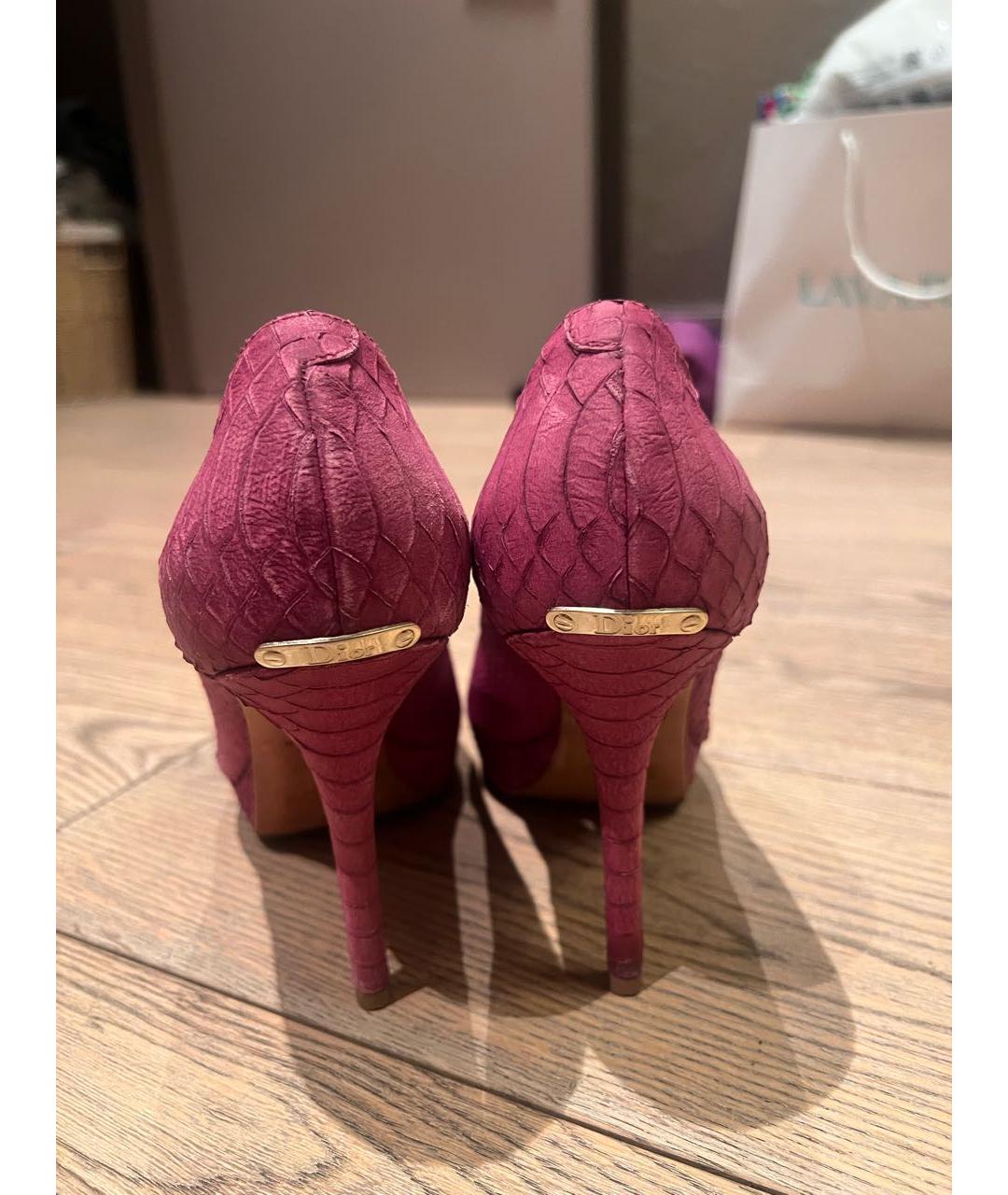 CHRISTIAN DIOR Фуксия кожаные туфли, фото 4