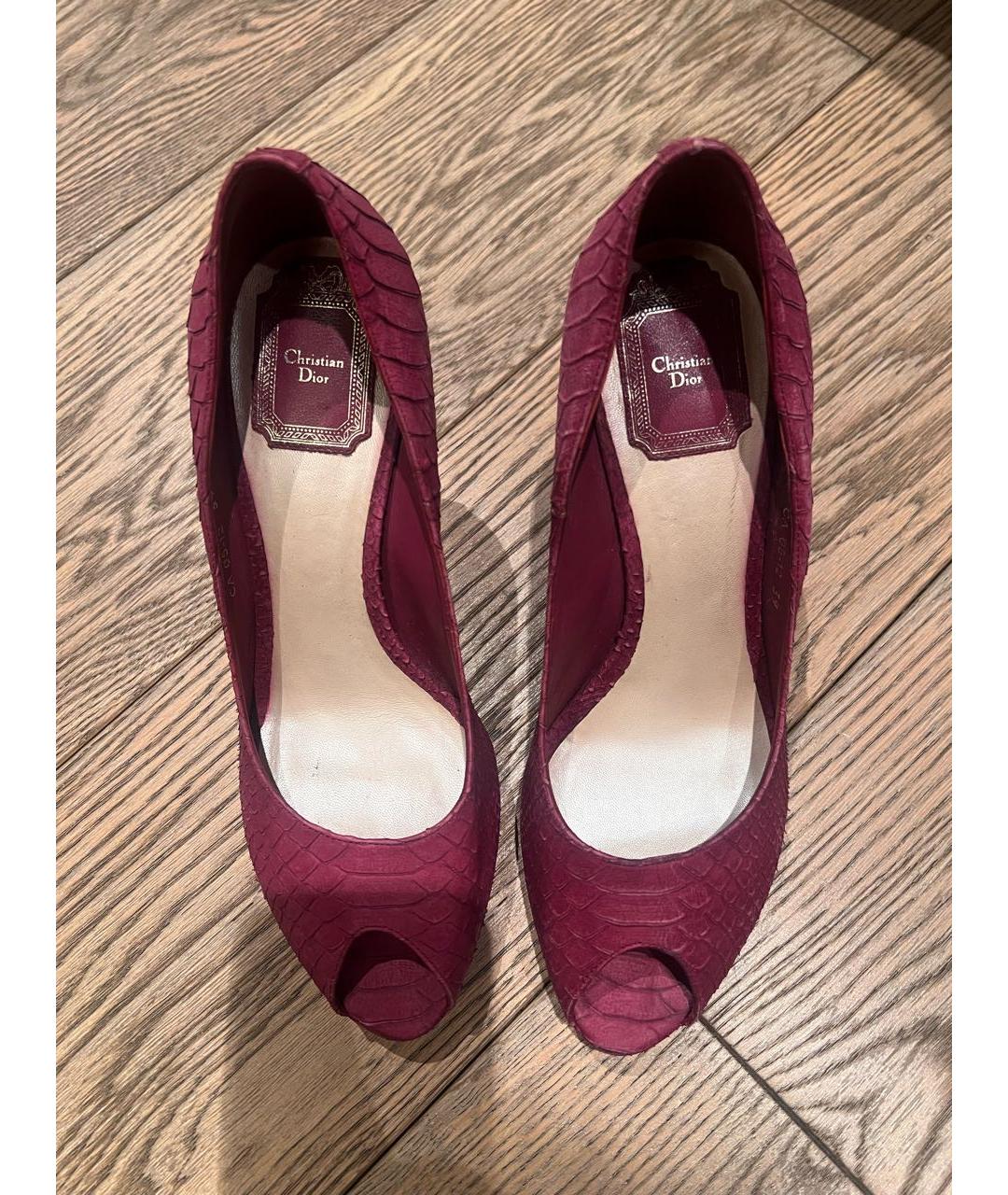 CHRISTIAN DIOR Фуксия кожаные туфли, фото 3