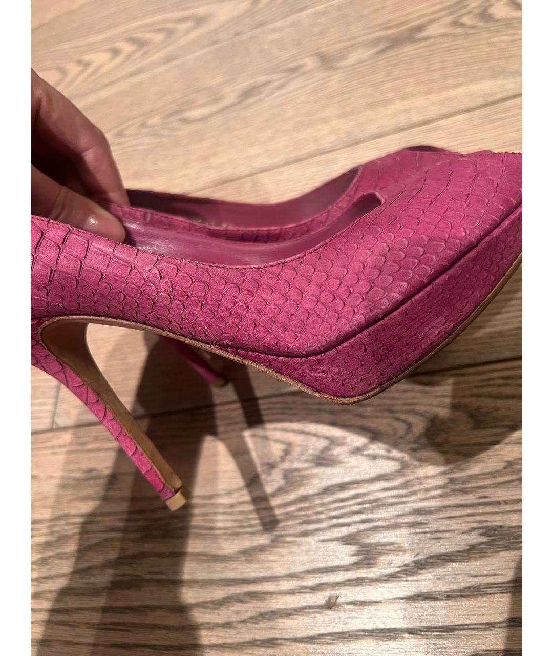 CHRISTIAN DIOR Фуксия кожаные туфли, фото 5