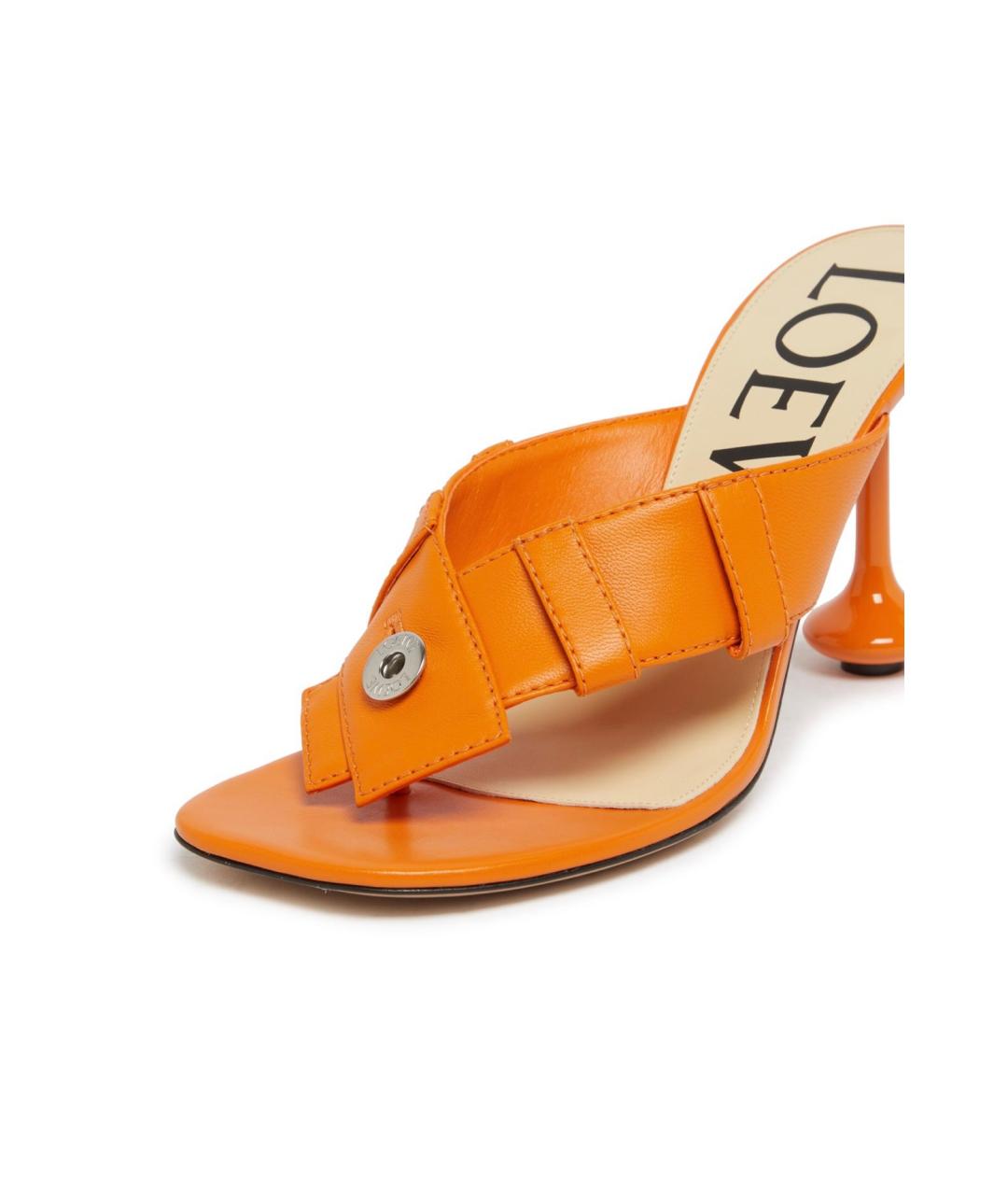 LOEWE Оранжевое кожаные мюли, фото 5