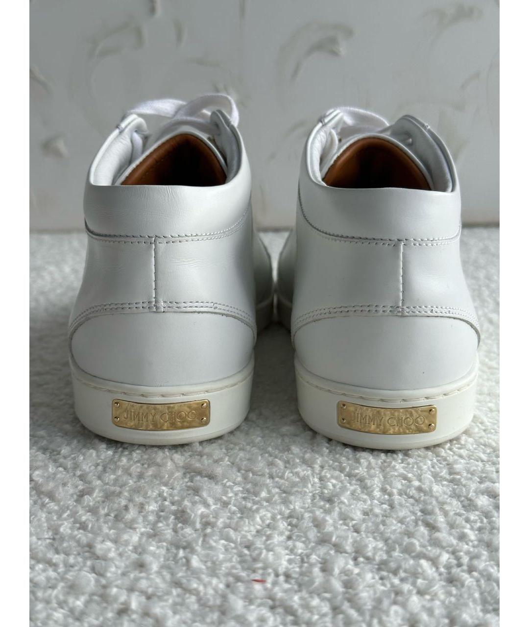 JIMMY CHOO Белые кожаные кеды, фото 5