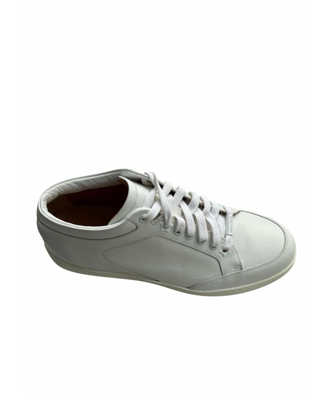JIMMY CHOO Белые кожаные кеды, фото 1