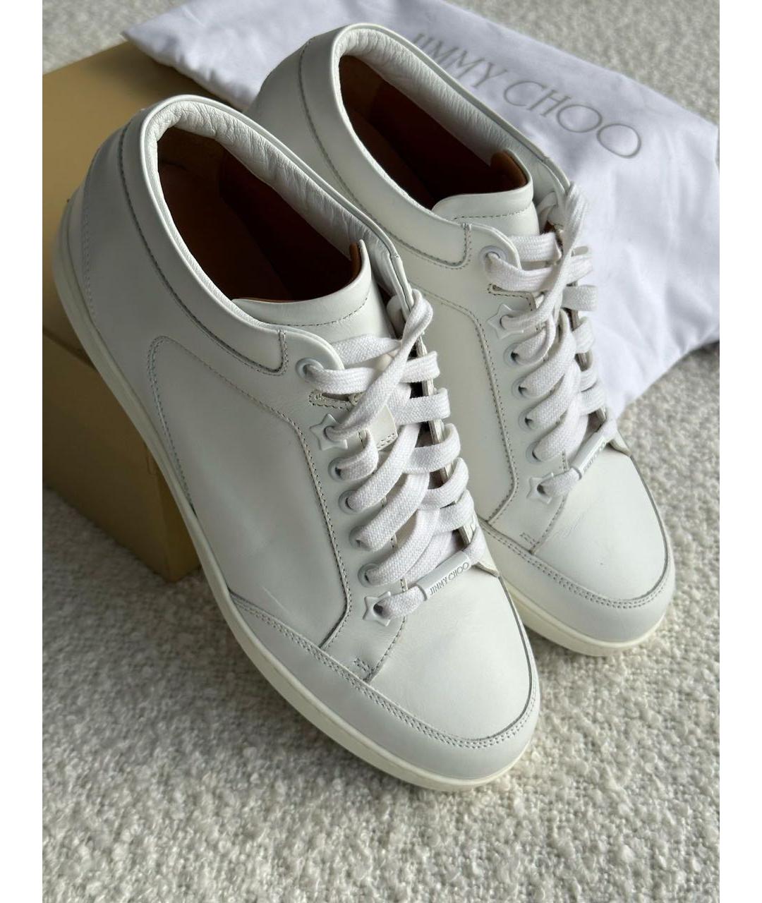 JIMMY CHOO Белые кожаные кеды, фото 3