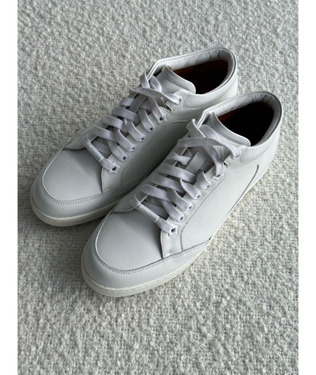JIMMY CHOO Белые кожаные кеды, фото 7