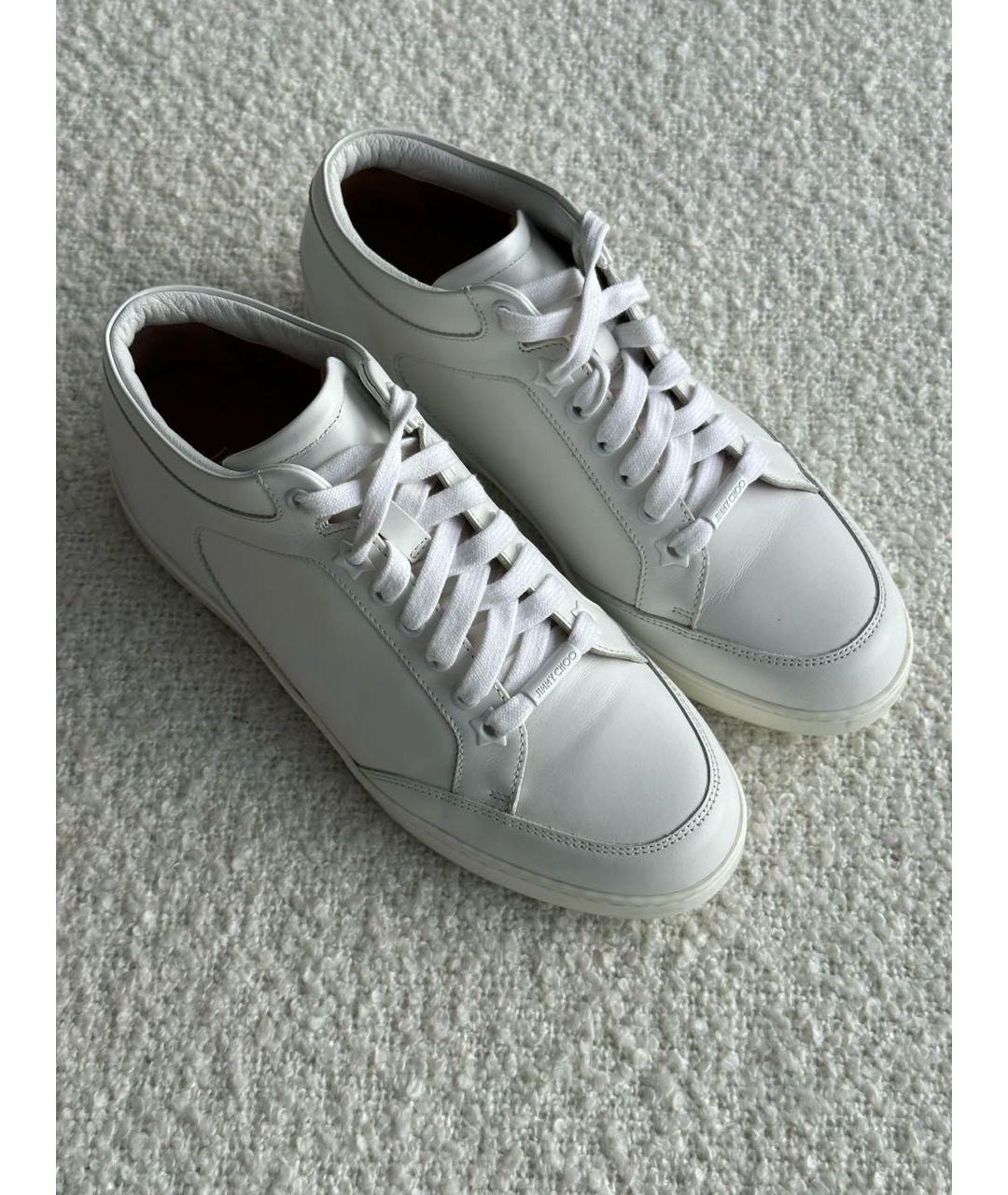 JIMMY CHOO Белые кожаные кеды, фото 2