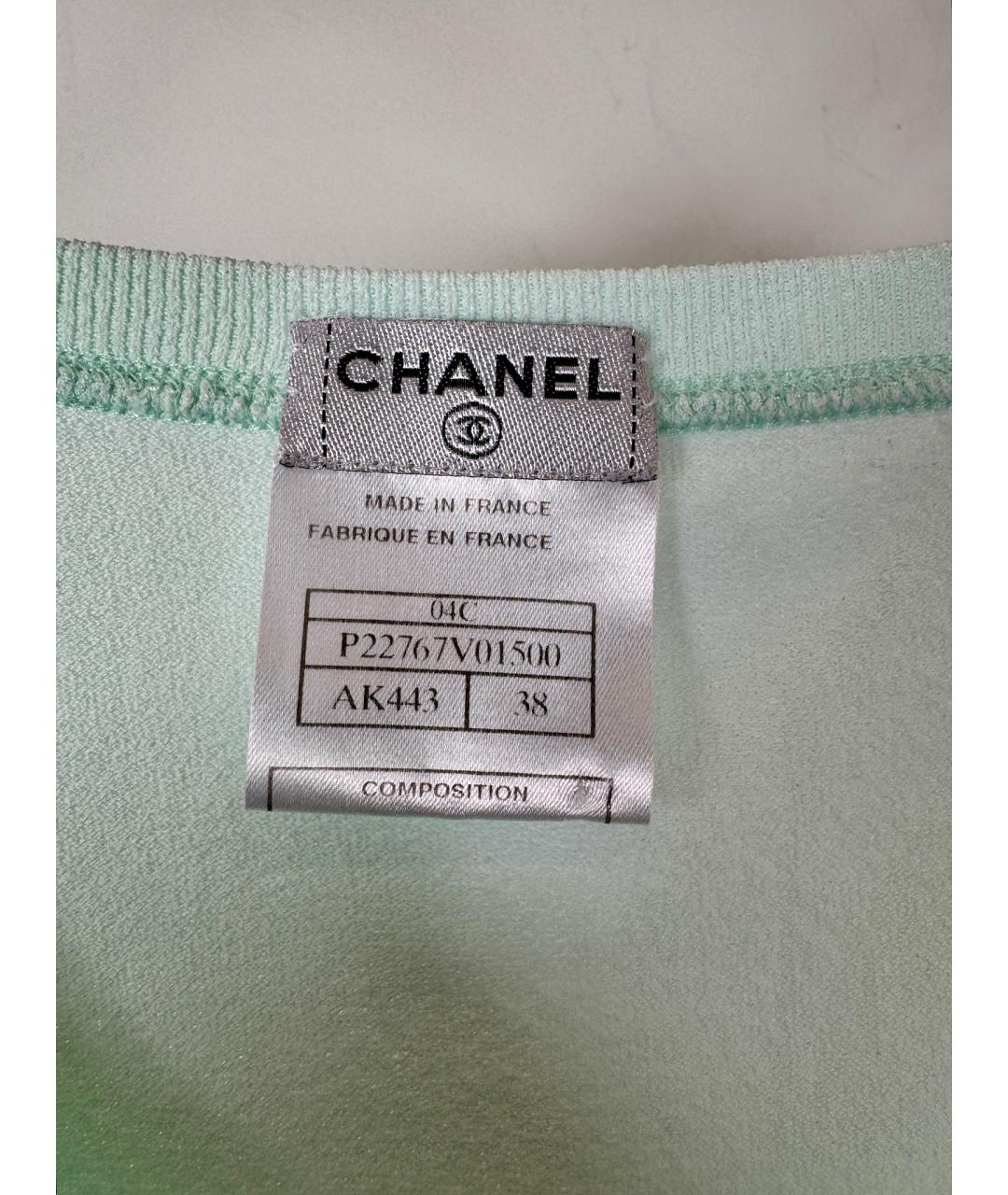 CHANEL Голубая вискозная майка, фото 6