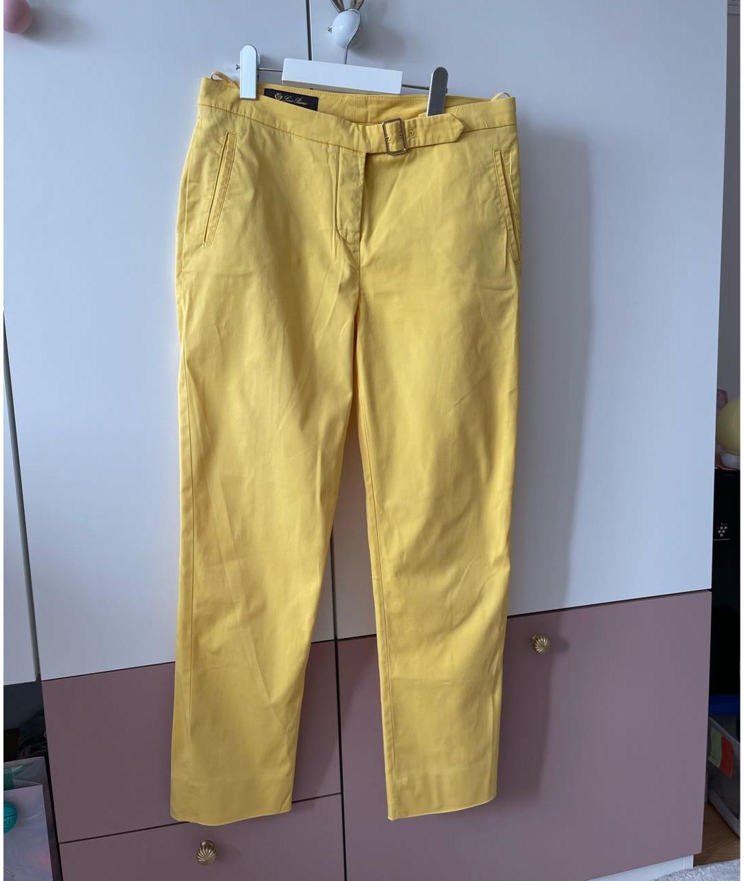 LORO PIANA Желтые хлопковые брюки узкие, фото 8