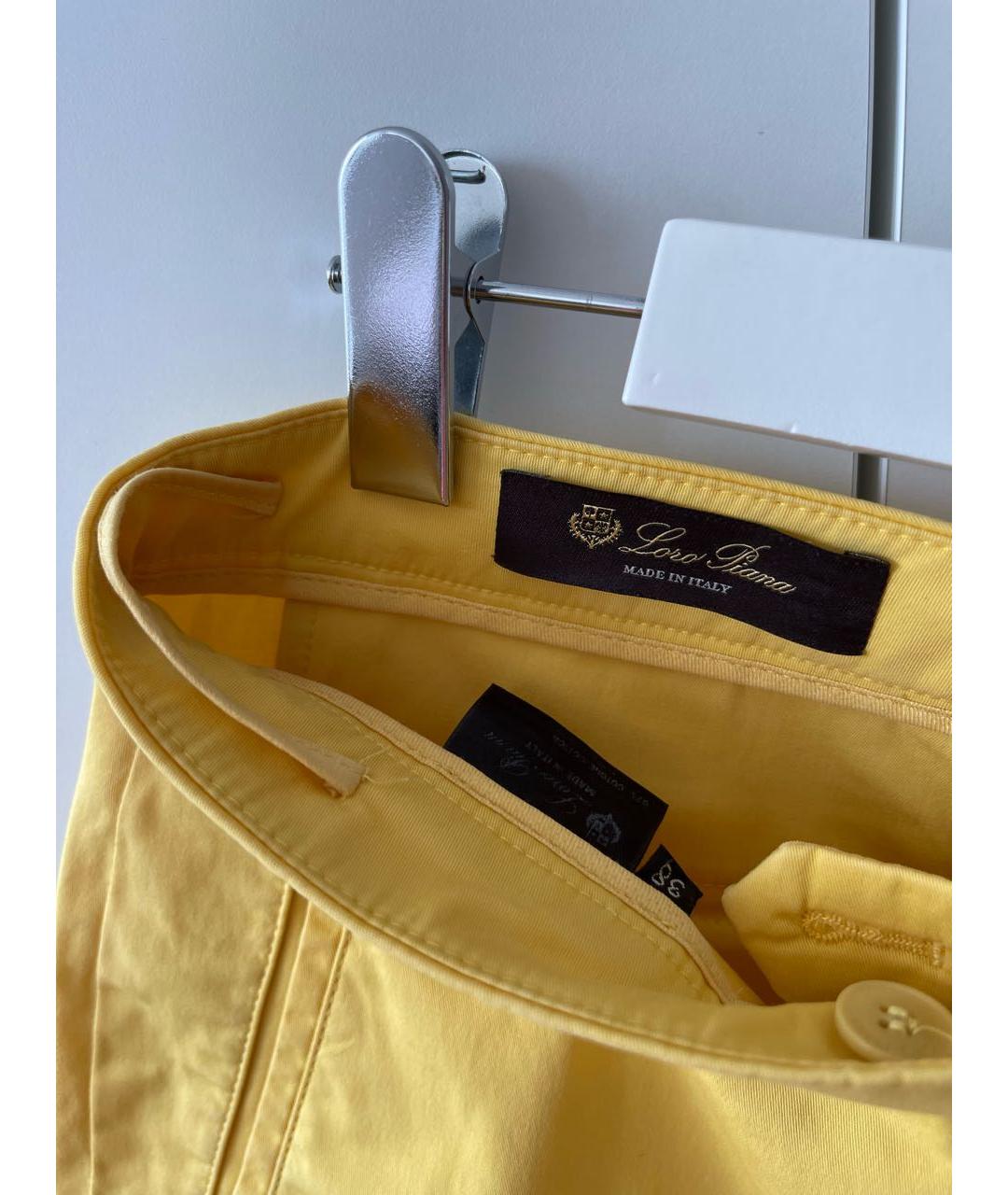 LORO PIANA Желтые хлопковые брюки узкие, фото 6