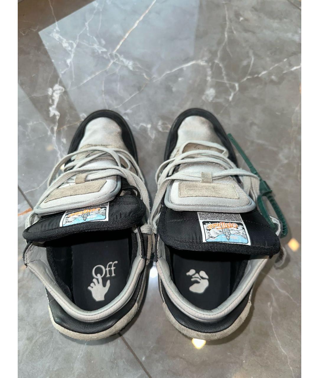 OFF-WHITE Антрацитовые замшевые низкие кроссовки / кеды, фото 3