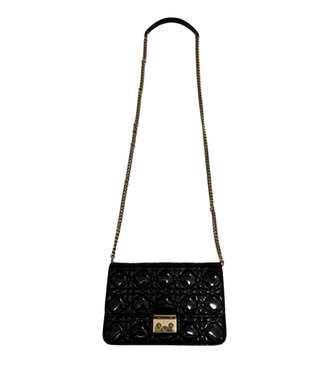 CHRISTIAN DIOR Черная сумка через плечо из лакированной кожи, фото 1