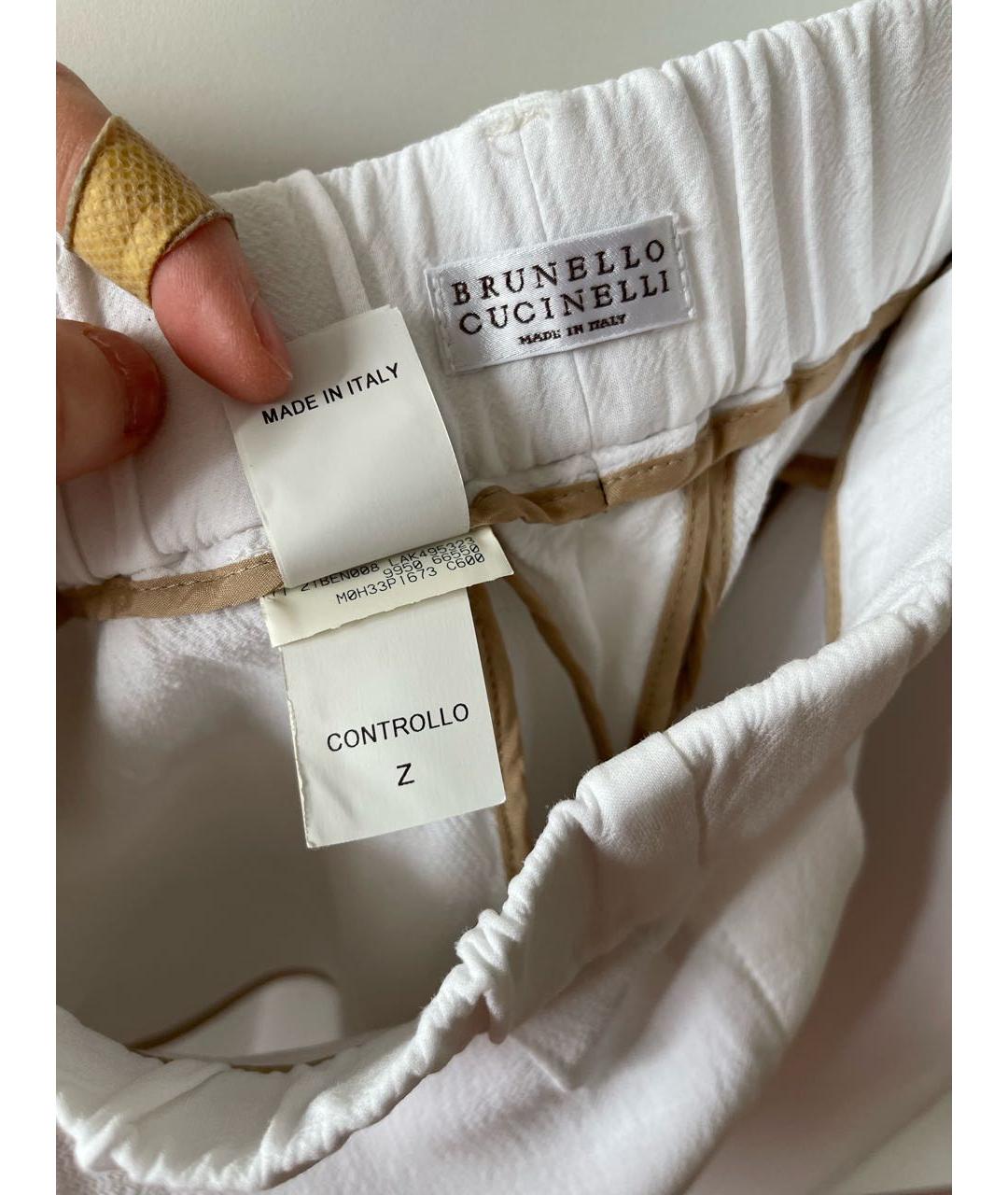 BRUNELLO CUCINELLI Белые вискозные брюки узкие, фото 4