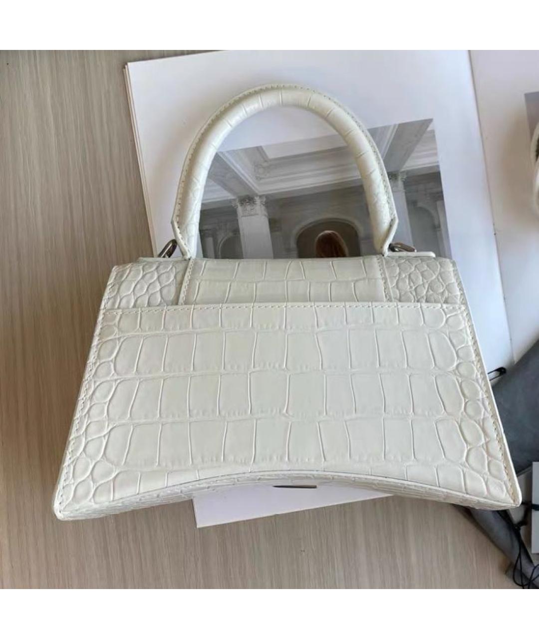 BALENCIAGA Белая кожаная сумка с короткими ручками, фото 3