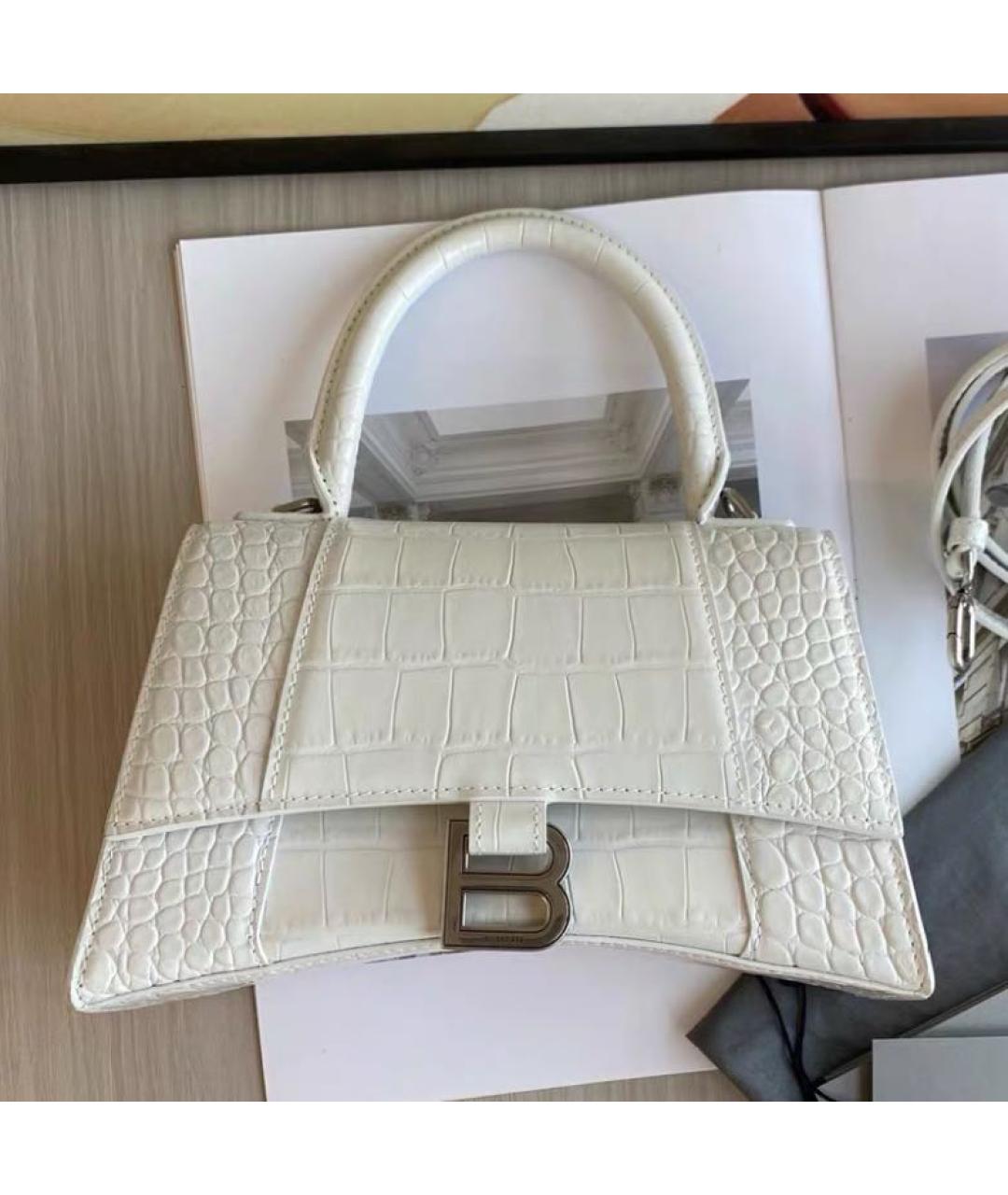 BALENCIAGA Белая кожаная сумка с короткими ручками, фото 2