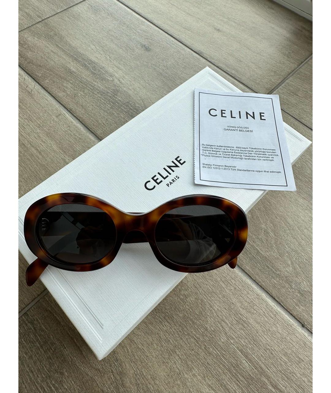 CELINE Коричневые пластиковые солнцезащитные очки, фото 5