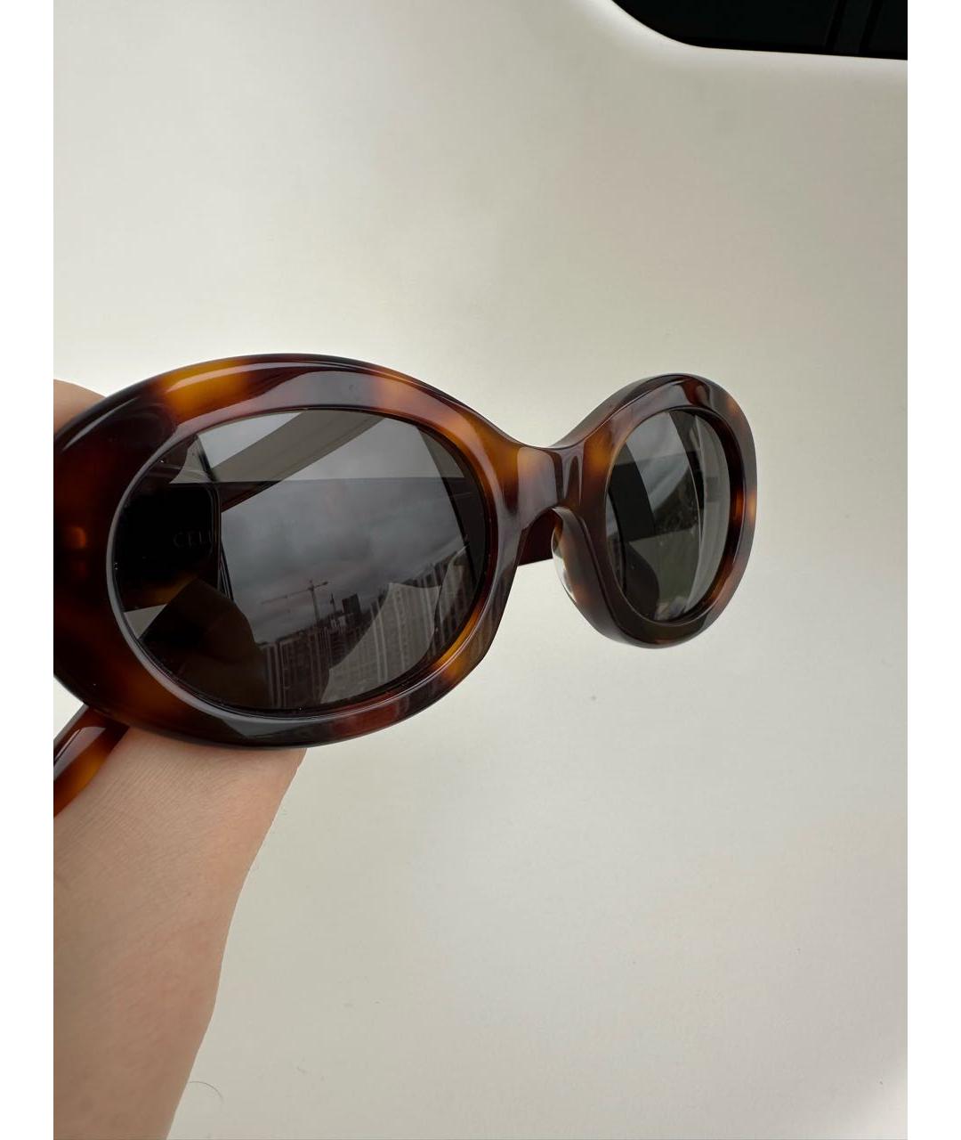 CELINE Коричневые пластиковые солнцезащитные очки, фото 2