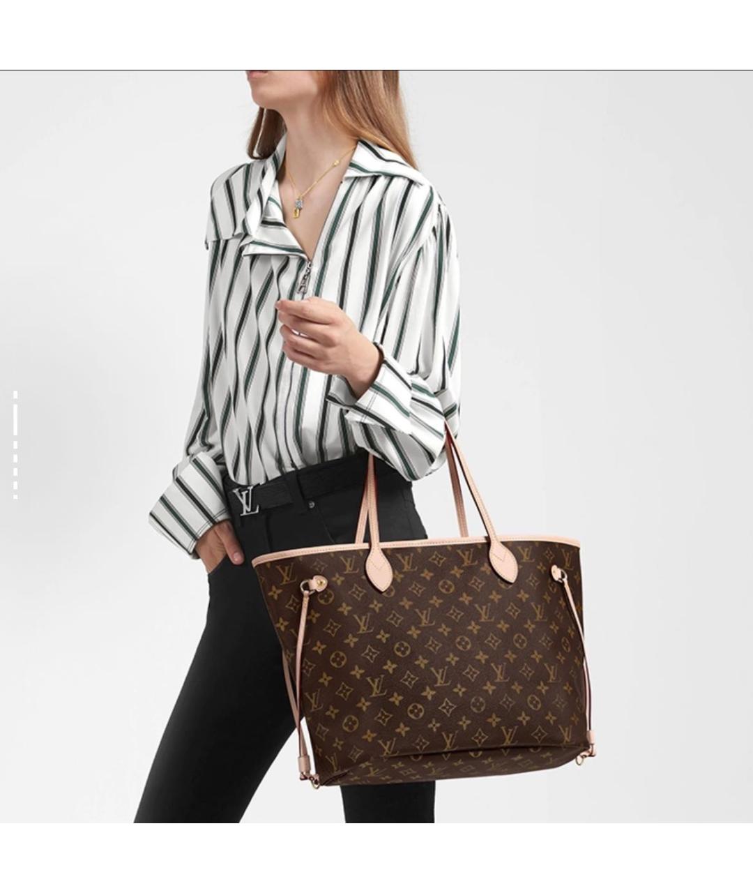 LOUIS VUITTON Коричневая кожаная сумка тоут, фото 4