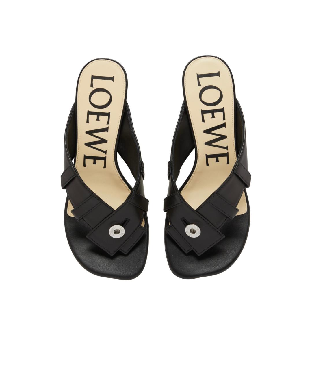LOEWE Черные кожаные мюли, фото 3