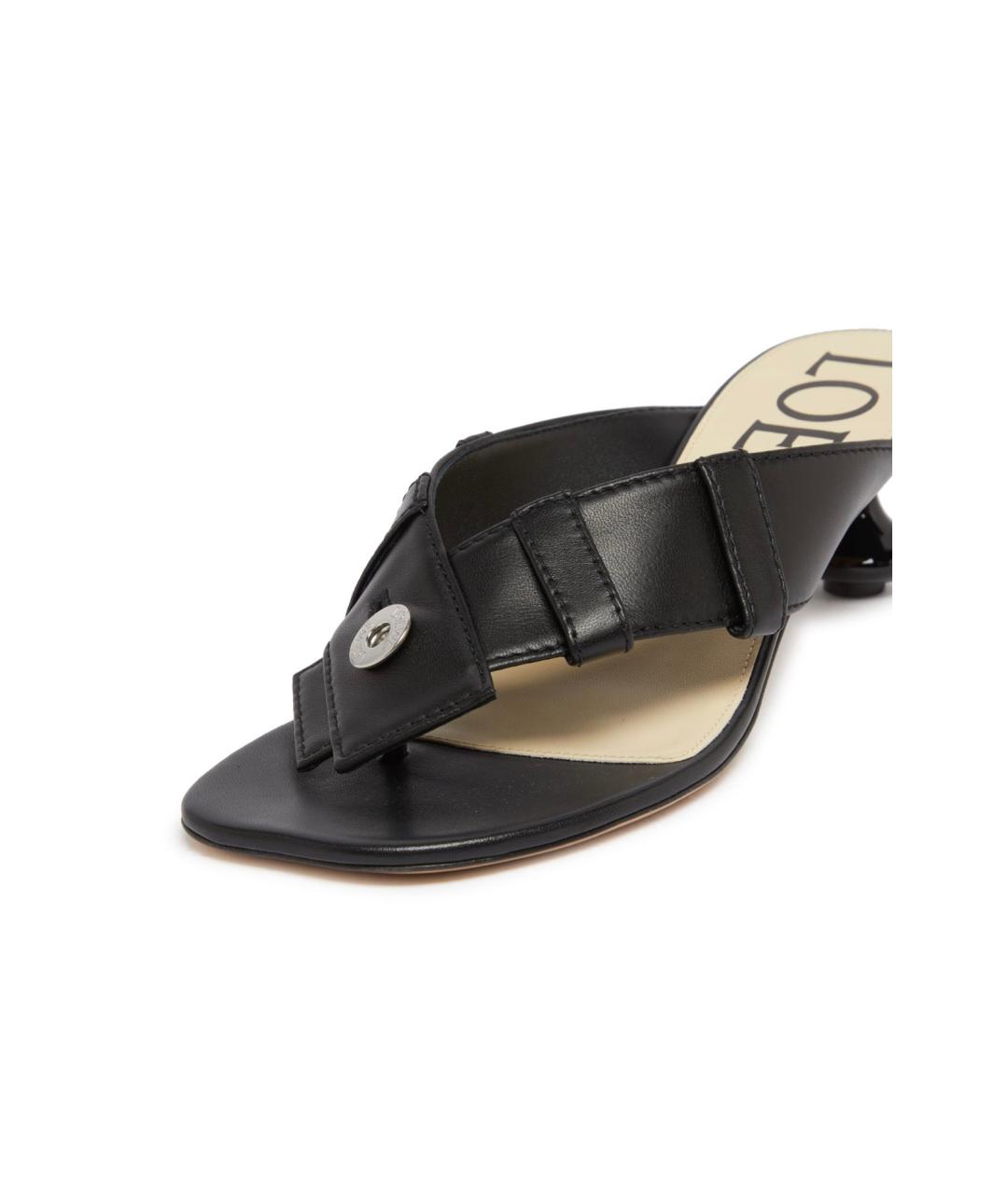 LOEWE Черные кожаные мюли, фото 5