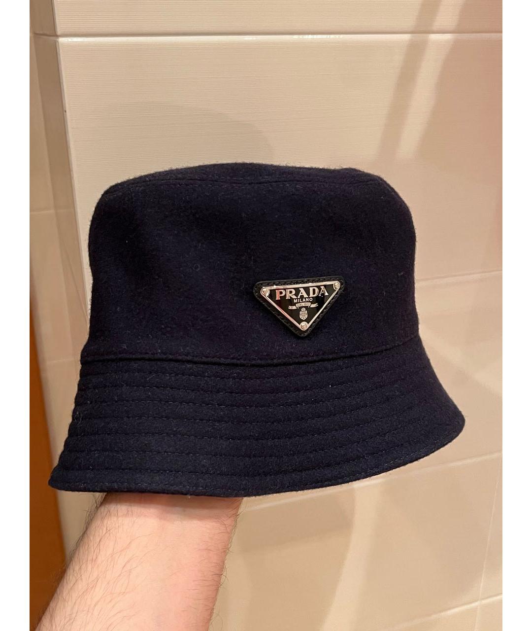 PRADA Темно-синяя шерстяная шляпа, фото 4