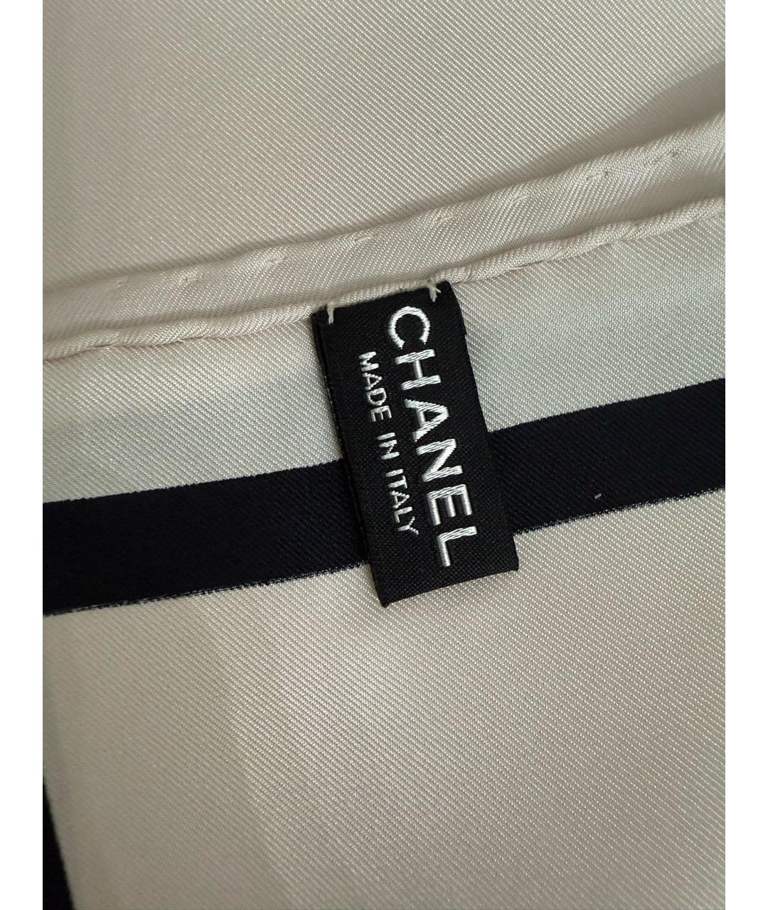 CHANEL Бежевый шелковый платок, фото 4