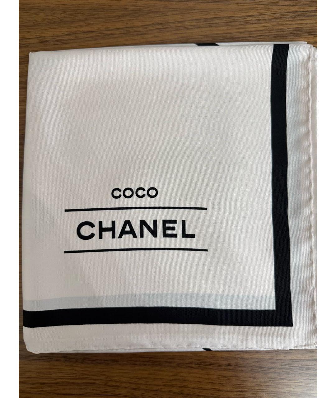 CHANEL Бежевый шелковый платок, фото 5