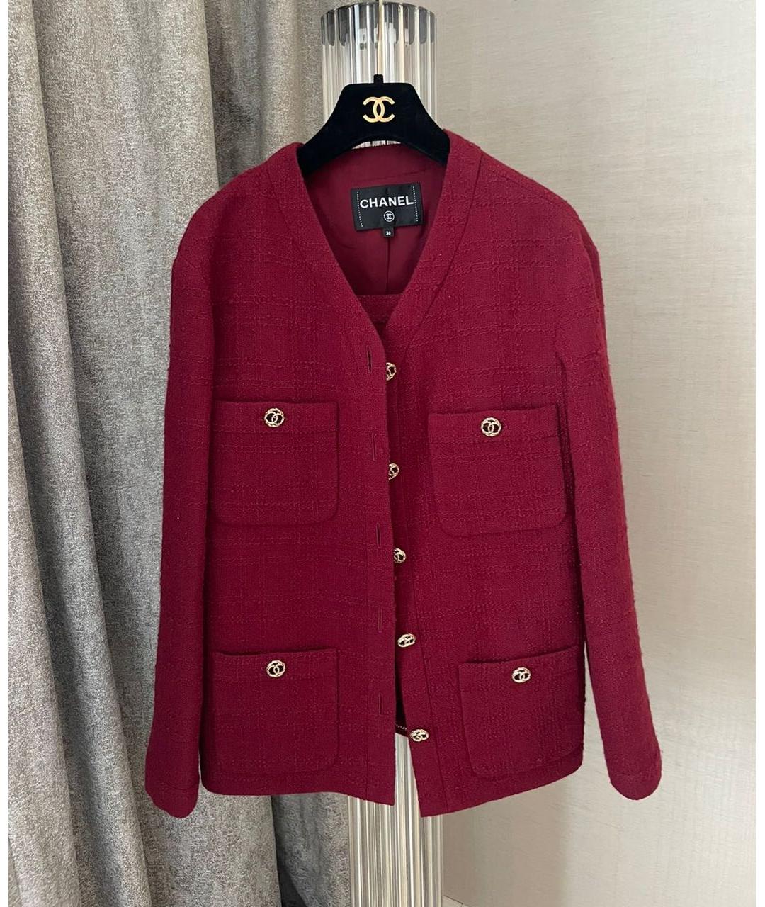 CHANEL Бордовый твидовый костюм с юбками, фото 7