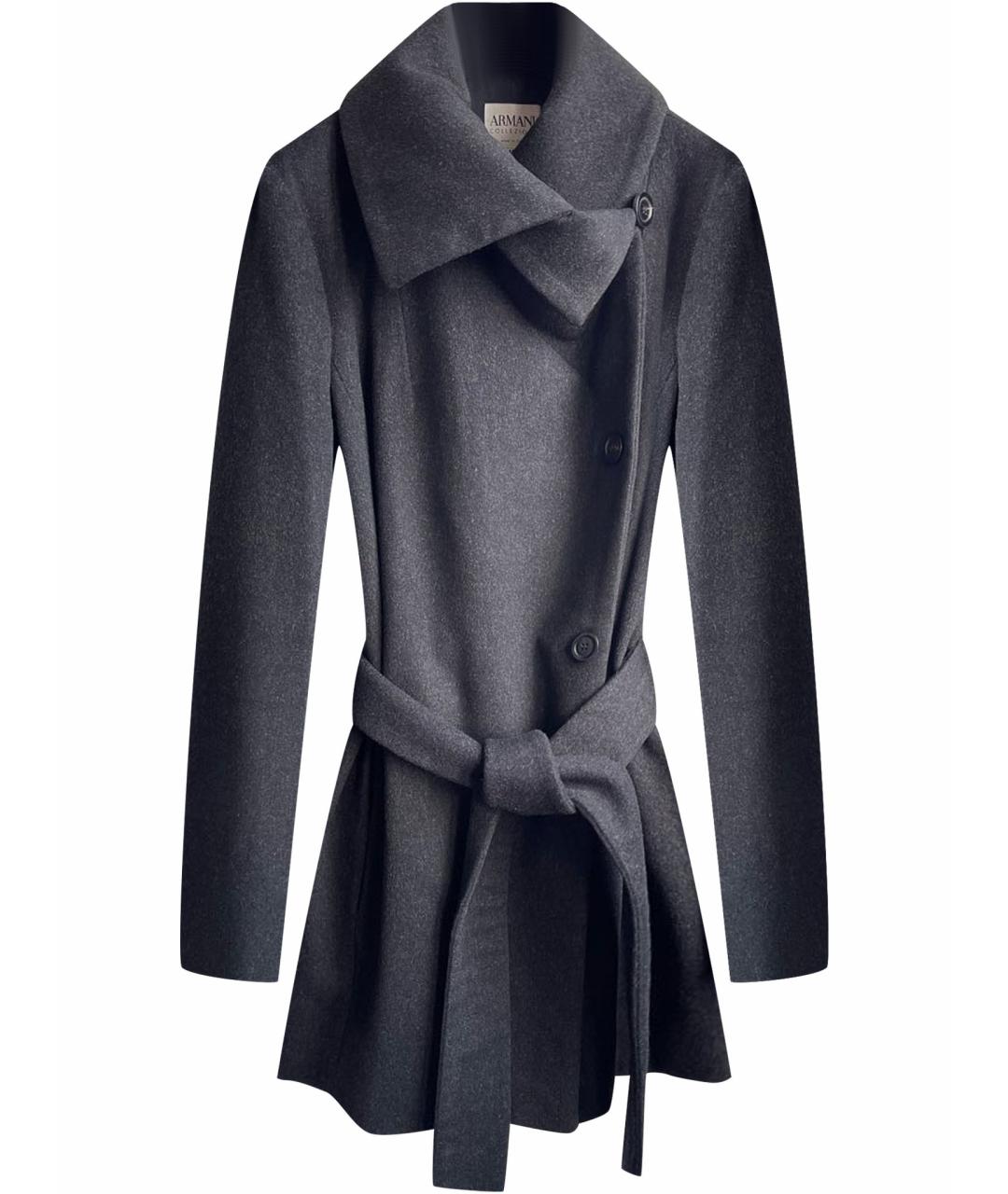ARMANI COLLEZIONI Антрацитовое шерстяное пальто, фото 1
