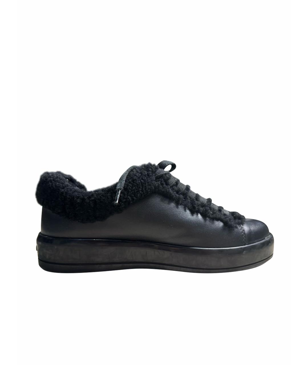 PRADA Черные кожаные кеды, фото 1