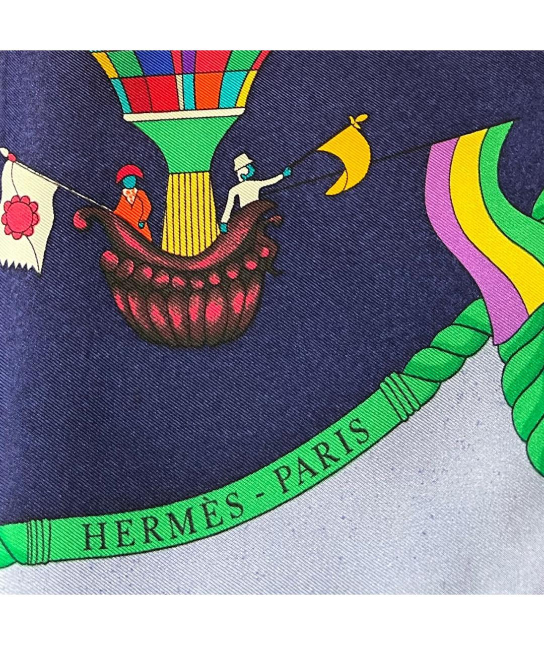 HERMES Синий шелковый шарф, фото 7