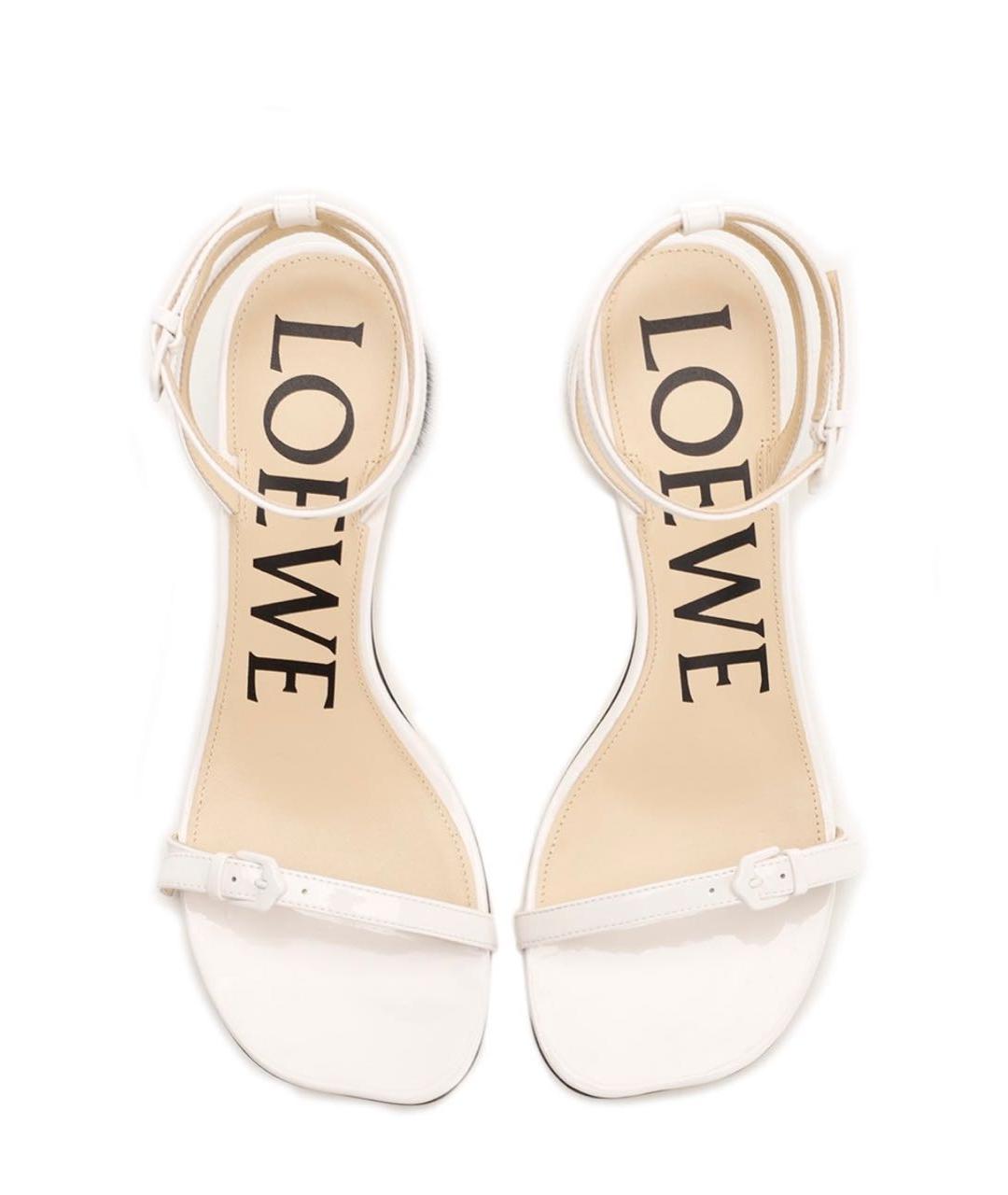 LOEWE Бежевые кожаные босоножки, фото 6