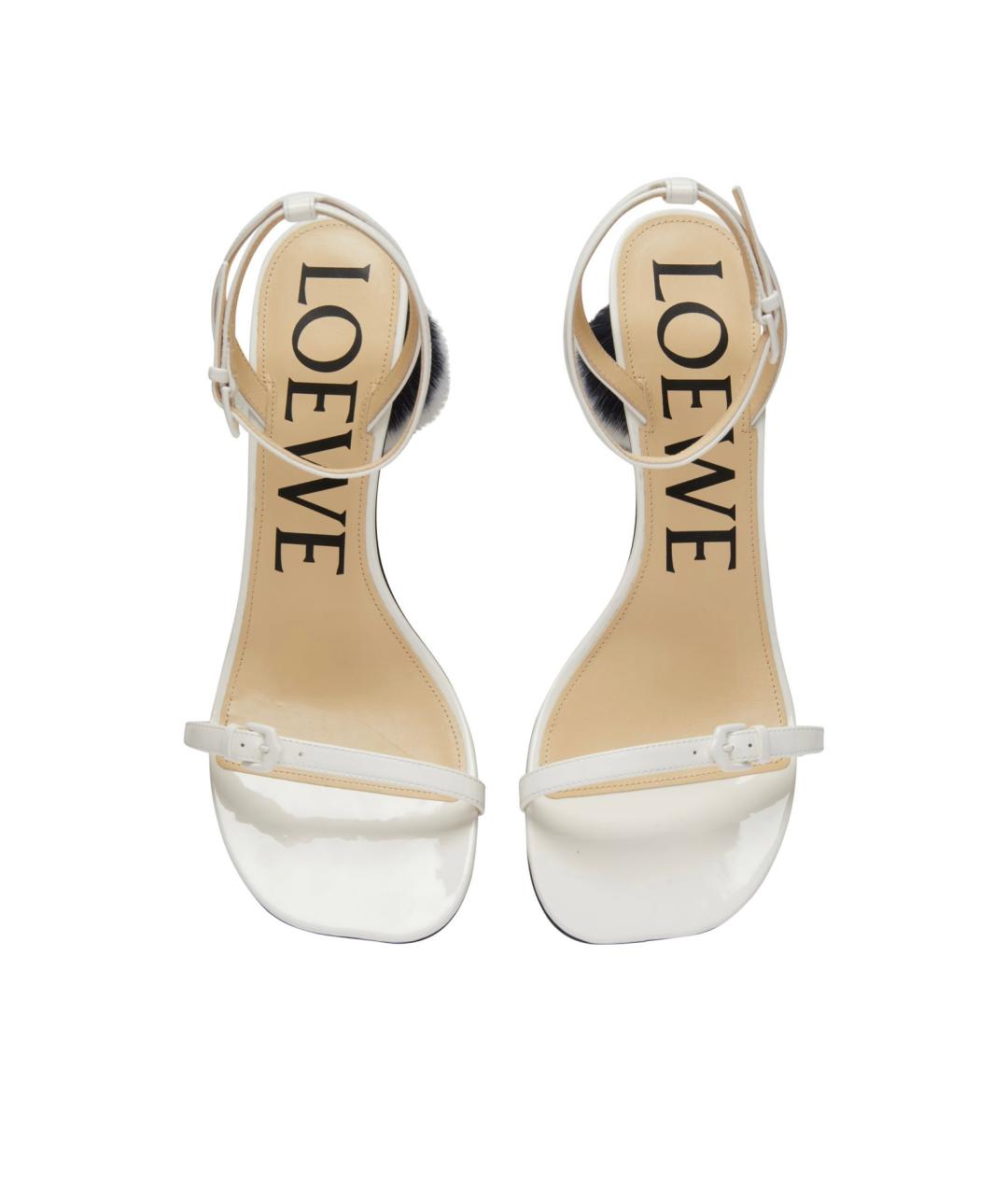 LOEWE Белые кожаные босоножки, фото 3