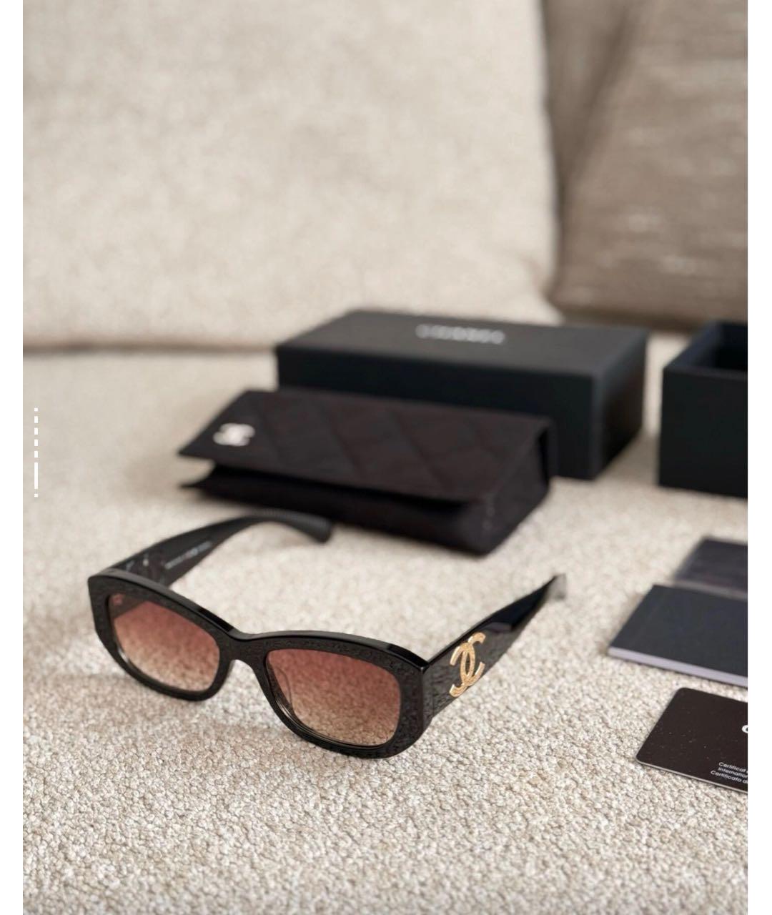 CHANEL Черные пластиковые солнцезащитные очки, фото 4