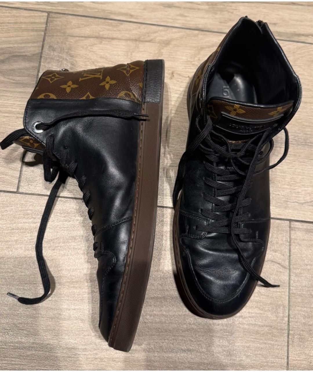 LOUIS VUITTON Черные кожаные высокие кроссовки / кеды, фото 9