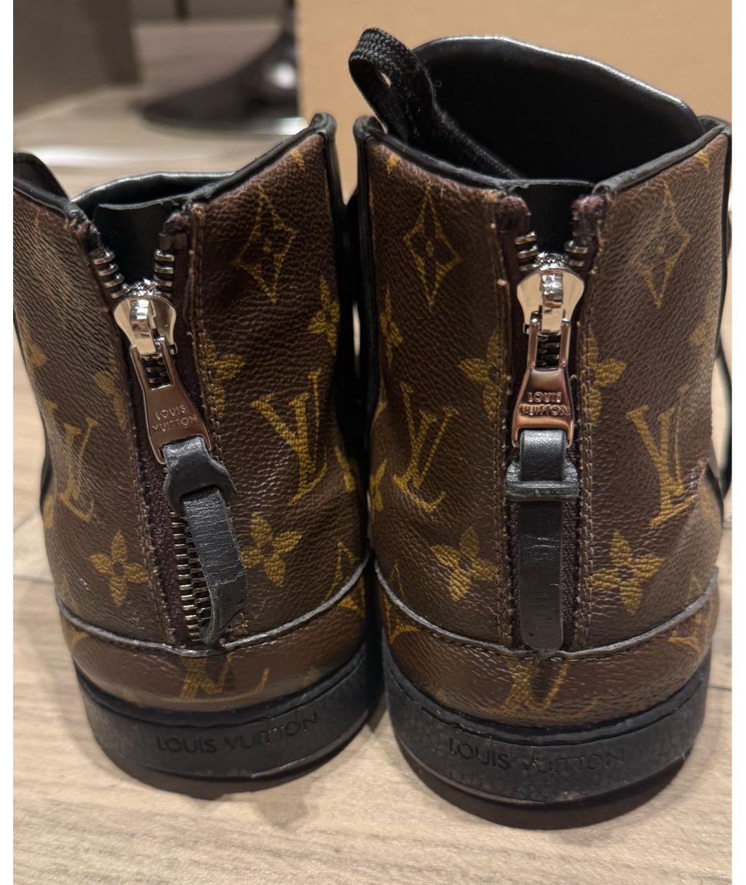 LOUIS VUITTON Черные кожаные высокие кроссовки / кеды, фото 8