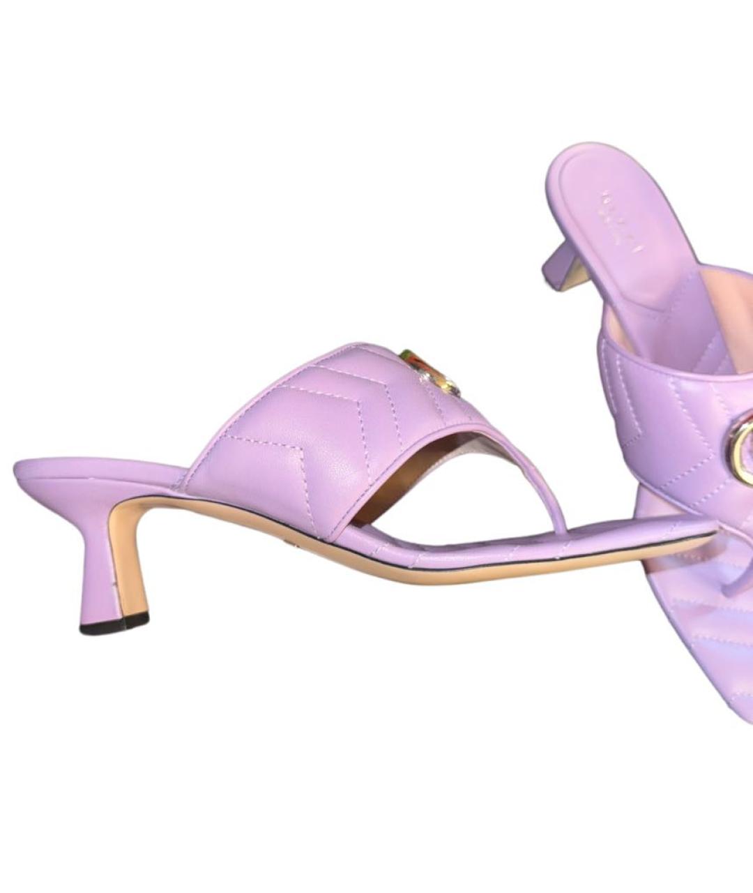 GUCCI Фиолетовые кожаные мюли, фото 3