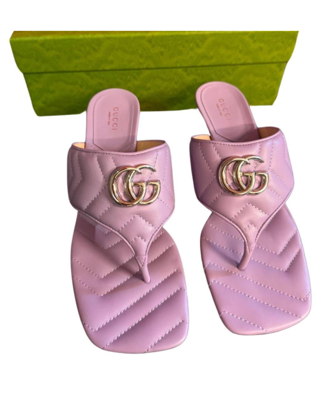 GUCCI Фиолетовые кожаные мюли, фото 2