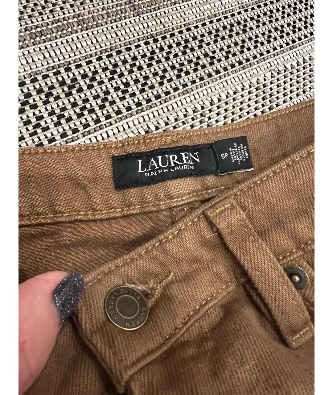 RALPH LAUREN Коричневая деним юбка макси, фото 7
