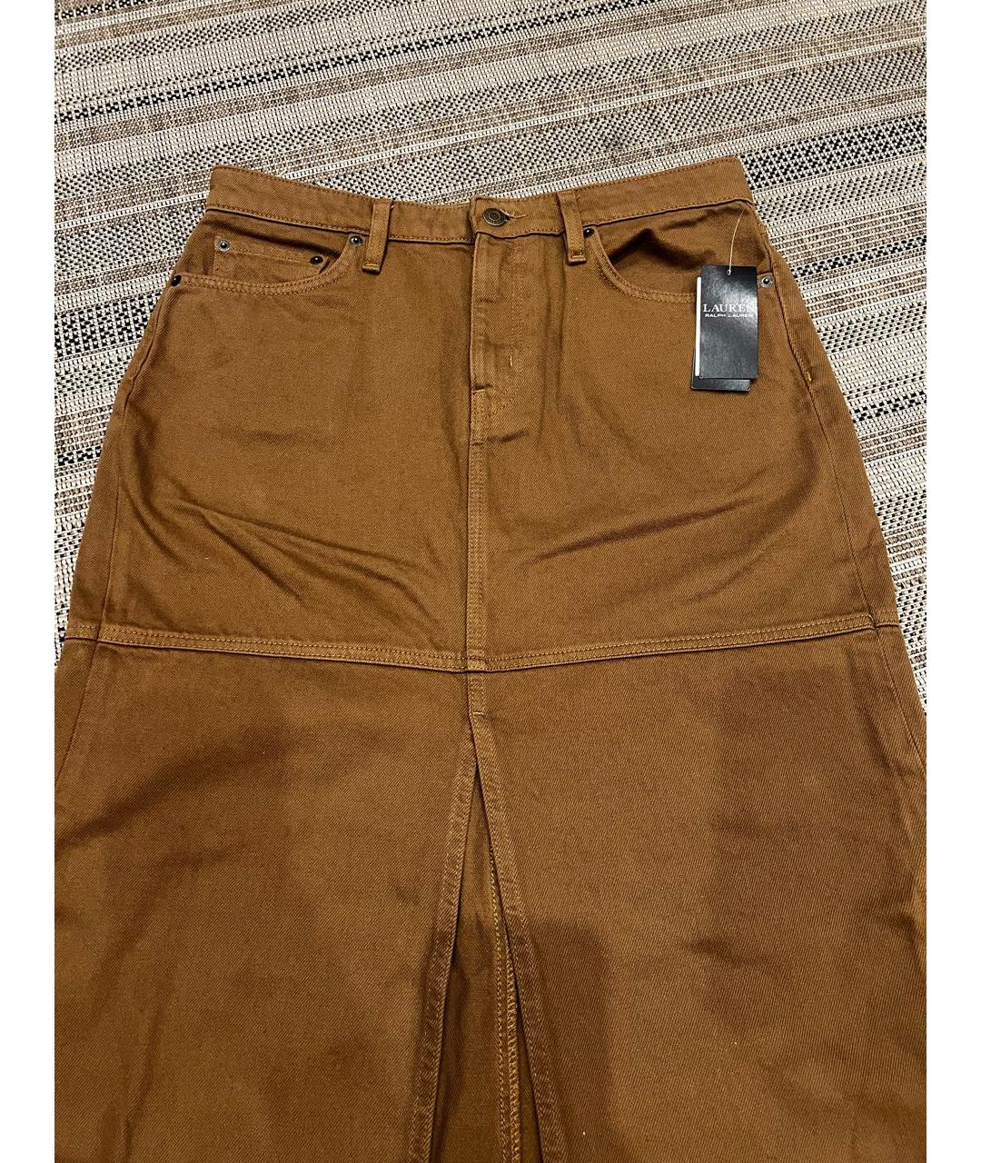 RALPH LAUREN Коричневая деним юбка макси, фото 3