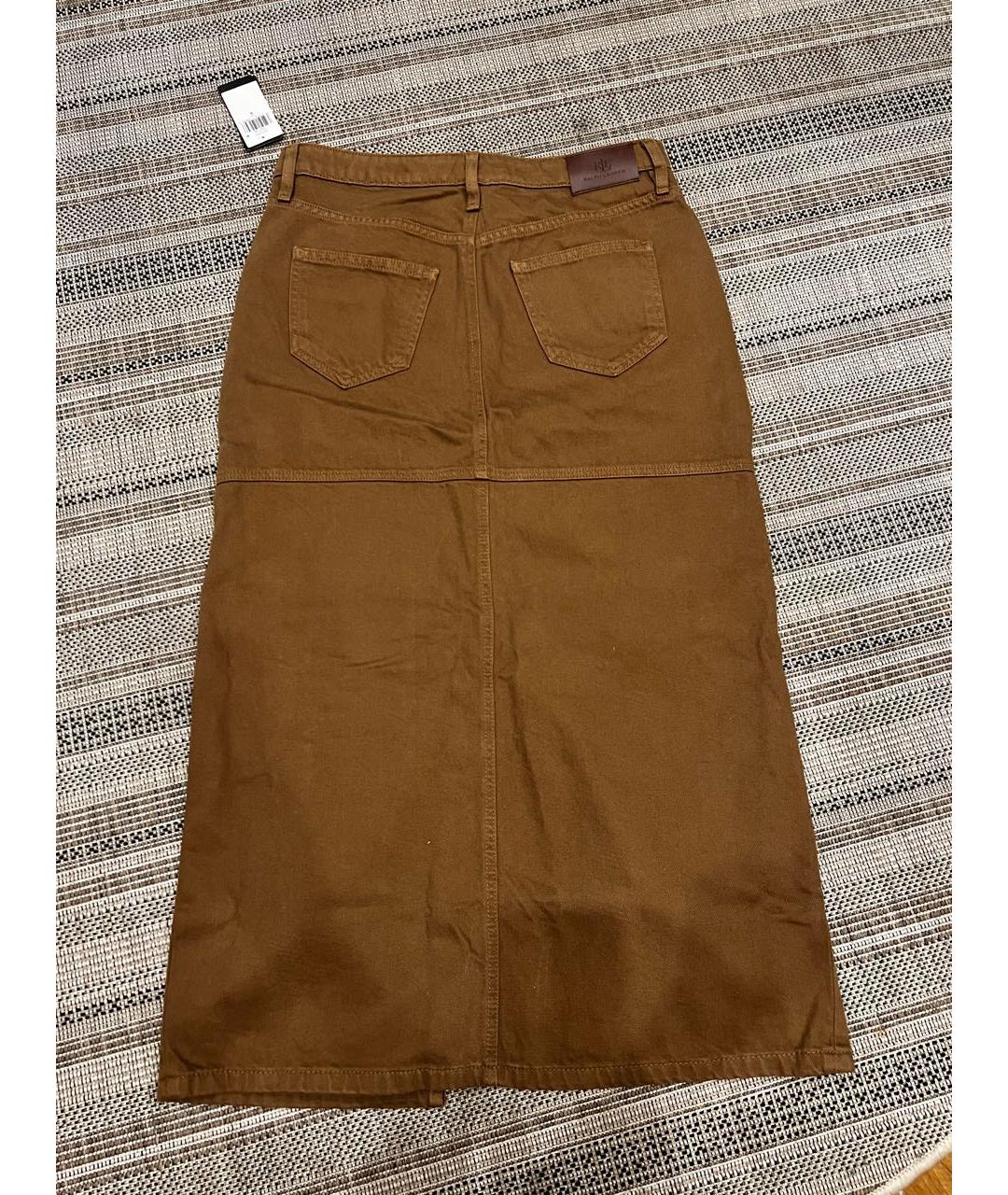 RALPH LAUREN Коричневая деним юбка макси, фото 2