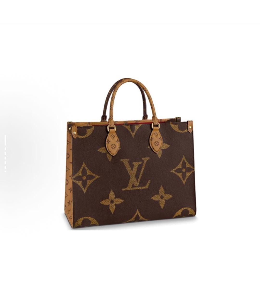 LOUIS VUITTON Коричневая кожаная сумка тоут, фото 5