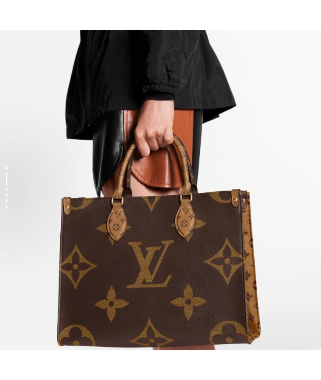 LOUIS VUITTON Коричневая кожаная сумка тоут, фото 4