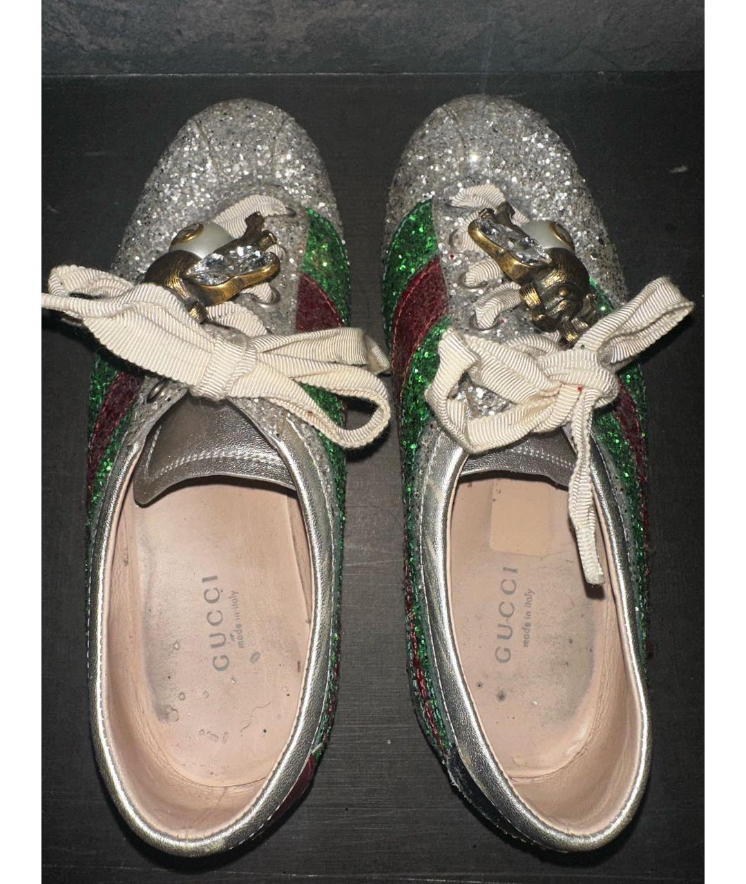 GUCCI Серебряные кеды, фото 3